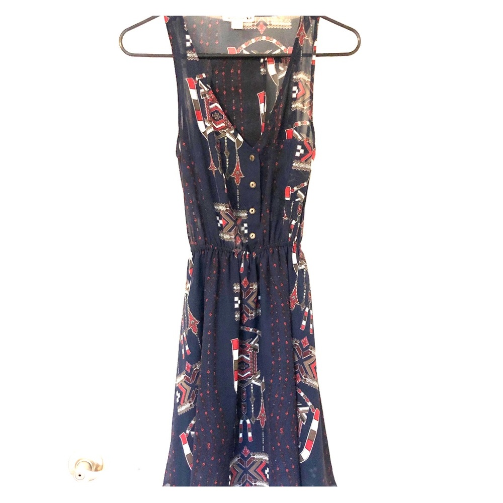 **NWOT**Navy Blue Dress with Sheer, Open Back